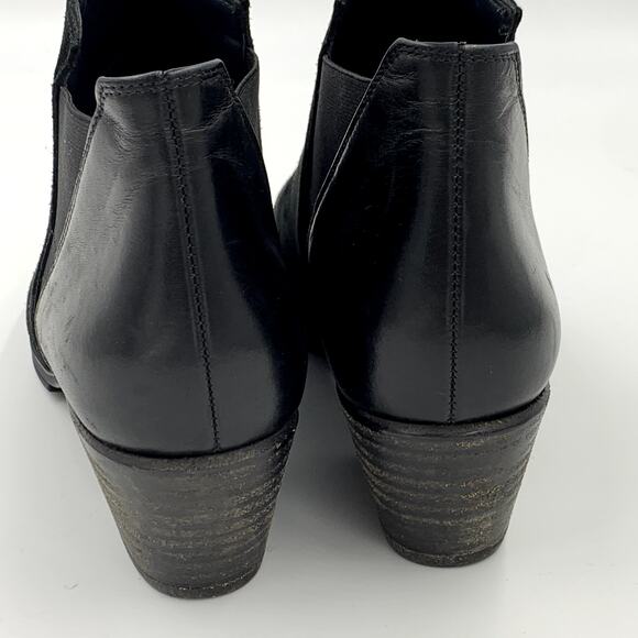 Paul Green Black Booties Ankle Boots Size 5 Leather Suede Pull On Pointy Toe - Picture 4 of 10
